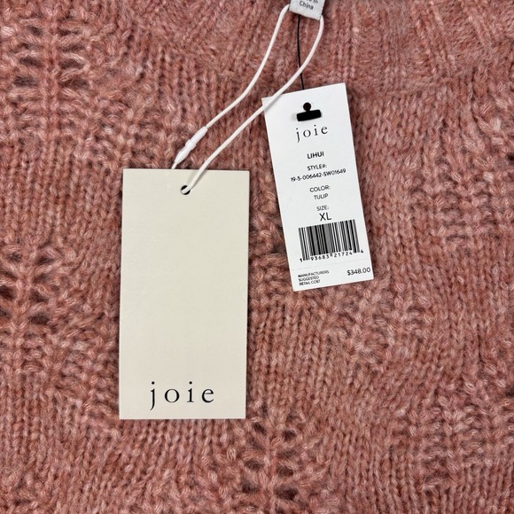 Women's XL Joie Lihui Wool /Alpaca /Nylon Sweater Tulip Pink NWT - Picture 2 of 9